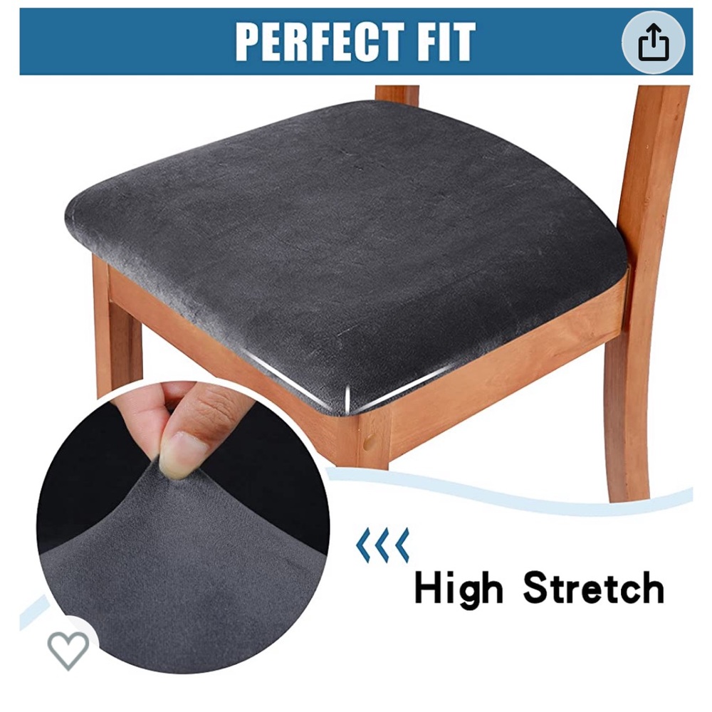 4 NEW Velvet Removable Washable Dining Chair Seat Covers